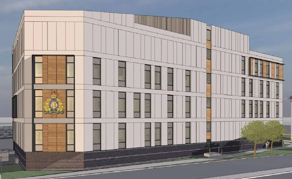 Architectural rendering showing the proposed facade of the facility expansion