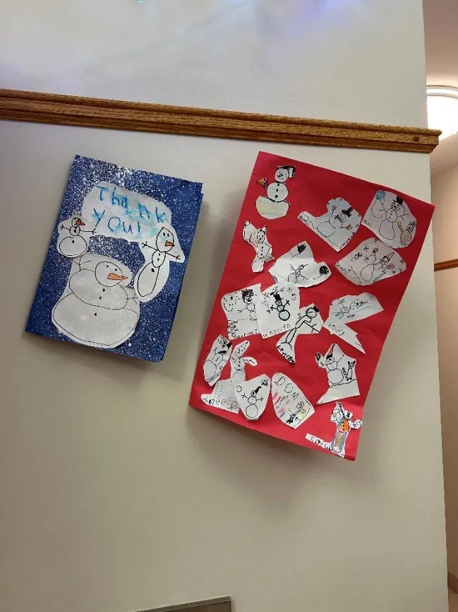 Handmade thank you cards from students