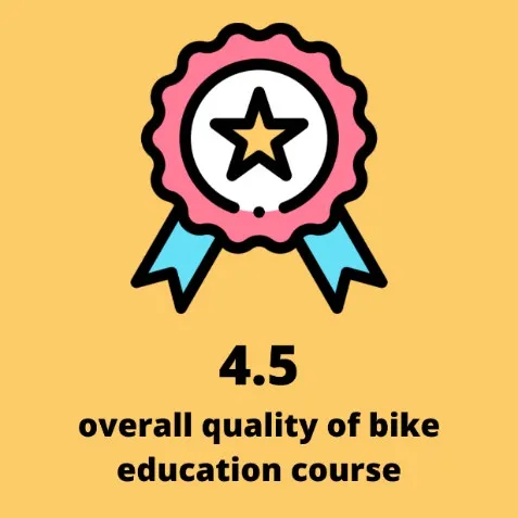 Graphic showing a 4.5 out of 5 rating for the overall quality of the bike education course