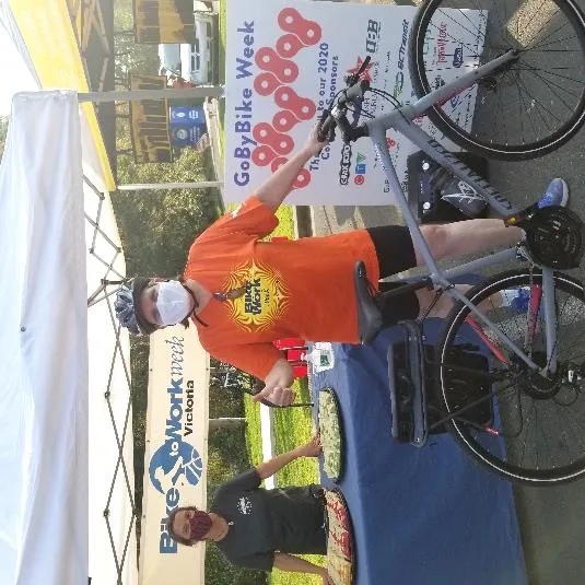 Cyclists with an event sticker map
