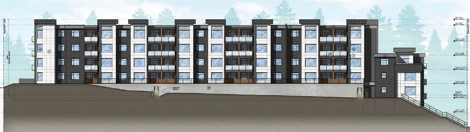 Elevation drawing illustrating building height relative to average grade