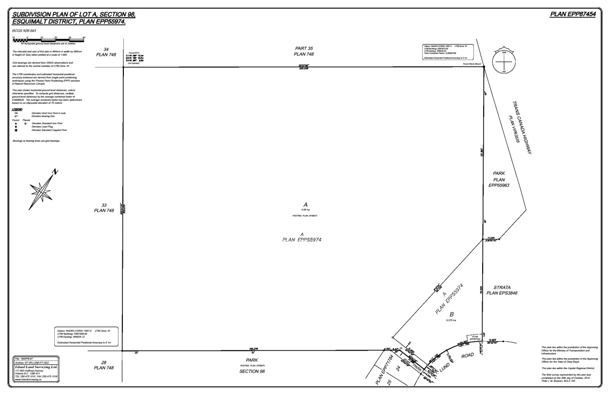 Subdivision plan of Lot A, Section 98