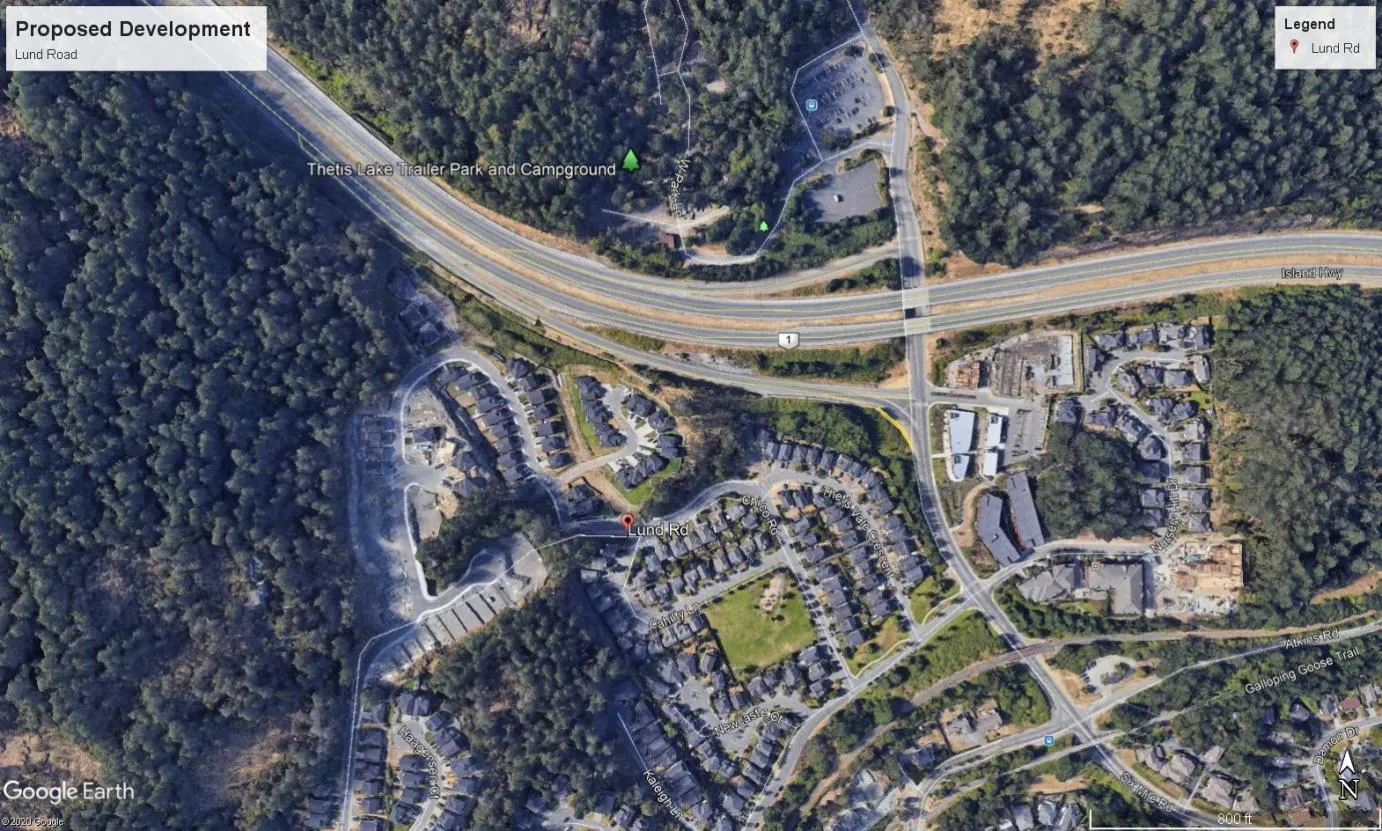 Google Earth aerial view of the subject development property