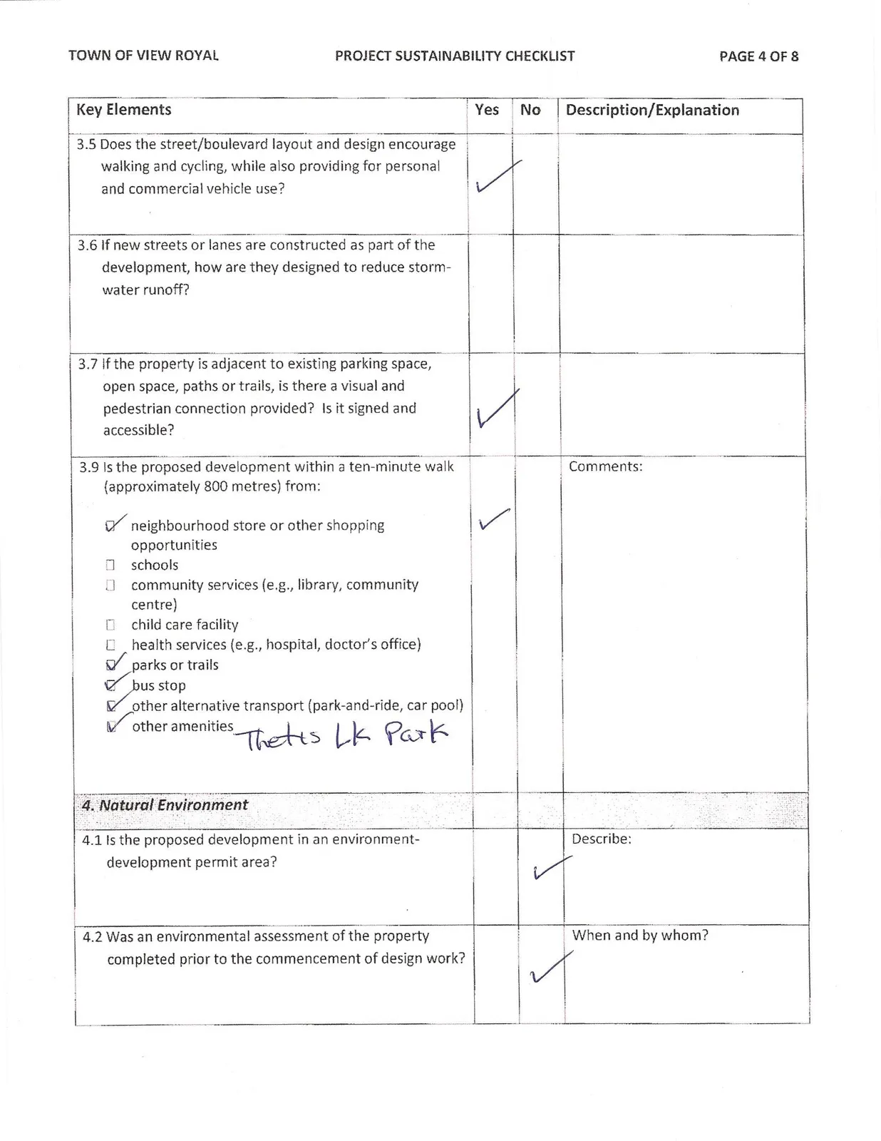 Page 4 of Project Sustainability Checklist