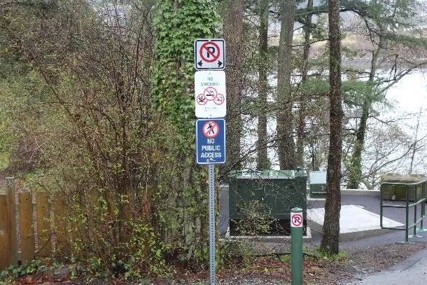 Photo of the new "No Public Access" signage installed at a pump station