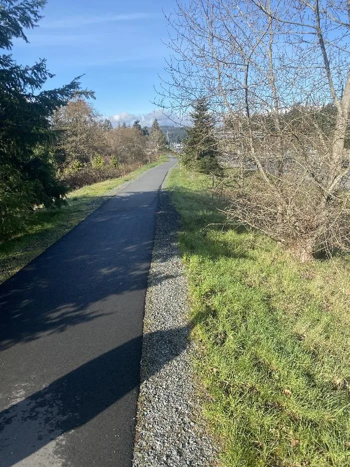 Photo of MacLennan Trail before top dressing the asphalt edge