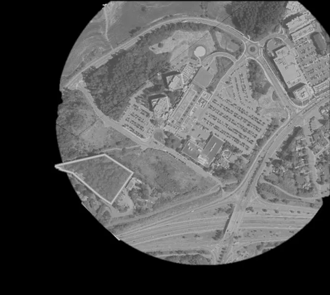 Aerial view with the project site boundary highlighted
