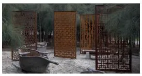 Photo of decorative metal privacy screens