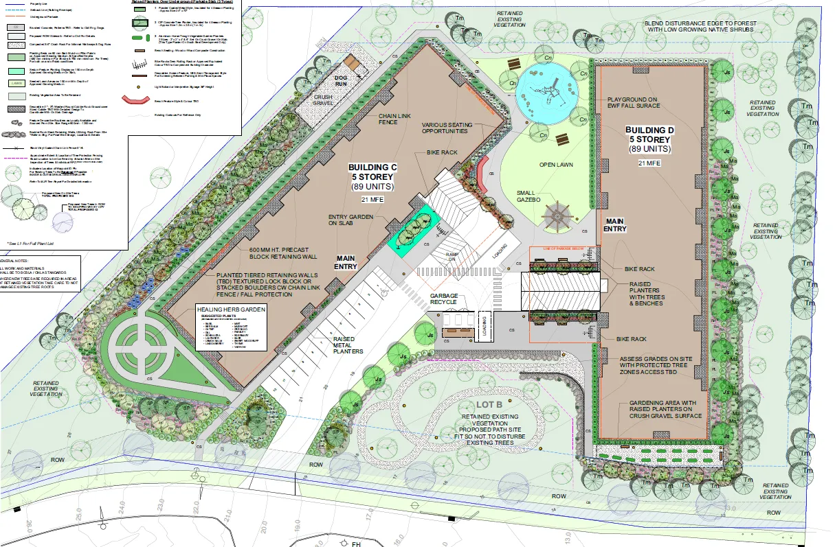 Detailed landscape plan for Lot A