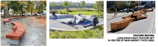 Photo collage of inspirational urban seating and planter designs