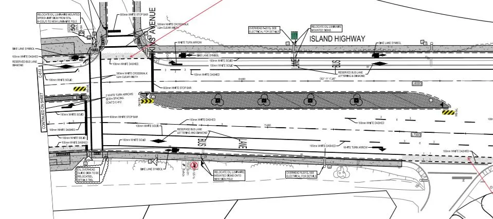 Technical engineering drawing of the Atkins Avenue Intersection design.