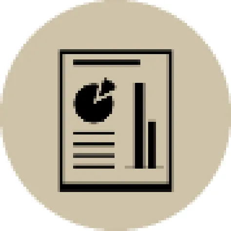 icon of a document with a pie chart and bar graph