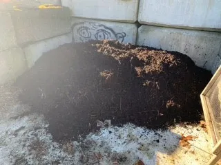 compost pile after chipping at View Royal Community Garden