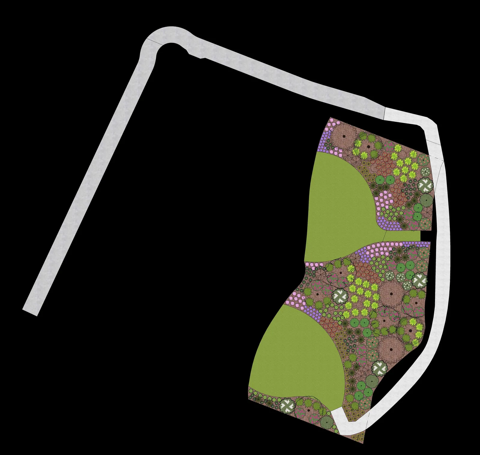 Detailed landscape plan for Lot 1 Midwood Road subdivision including DPA landscaping with native plantings. Figure 3.