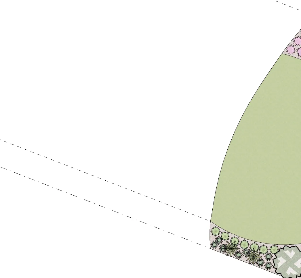 Detail of the southwest property boundary of Lot 1 along Seabird Place