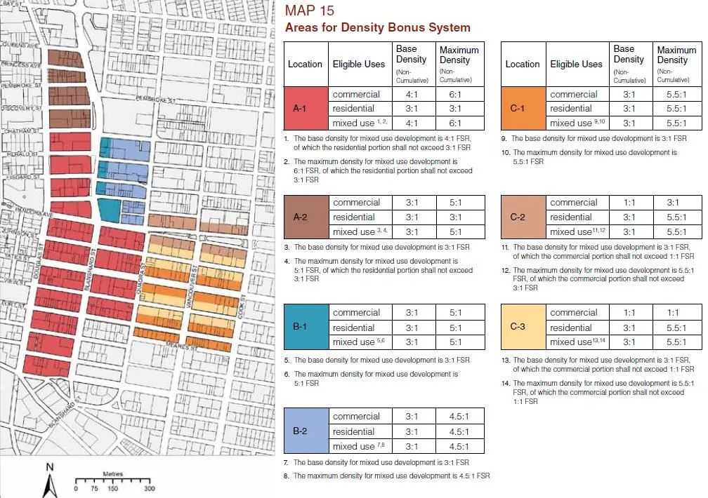 Map 1: Density Bonus Subareas in the Core Area Plan