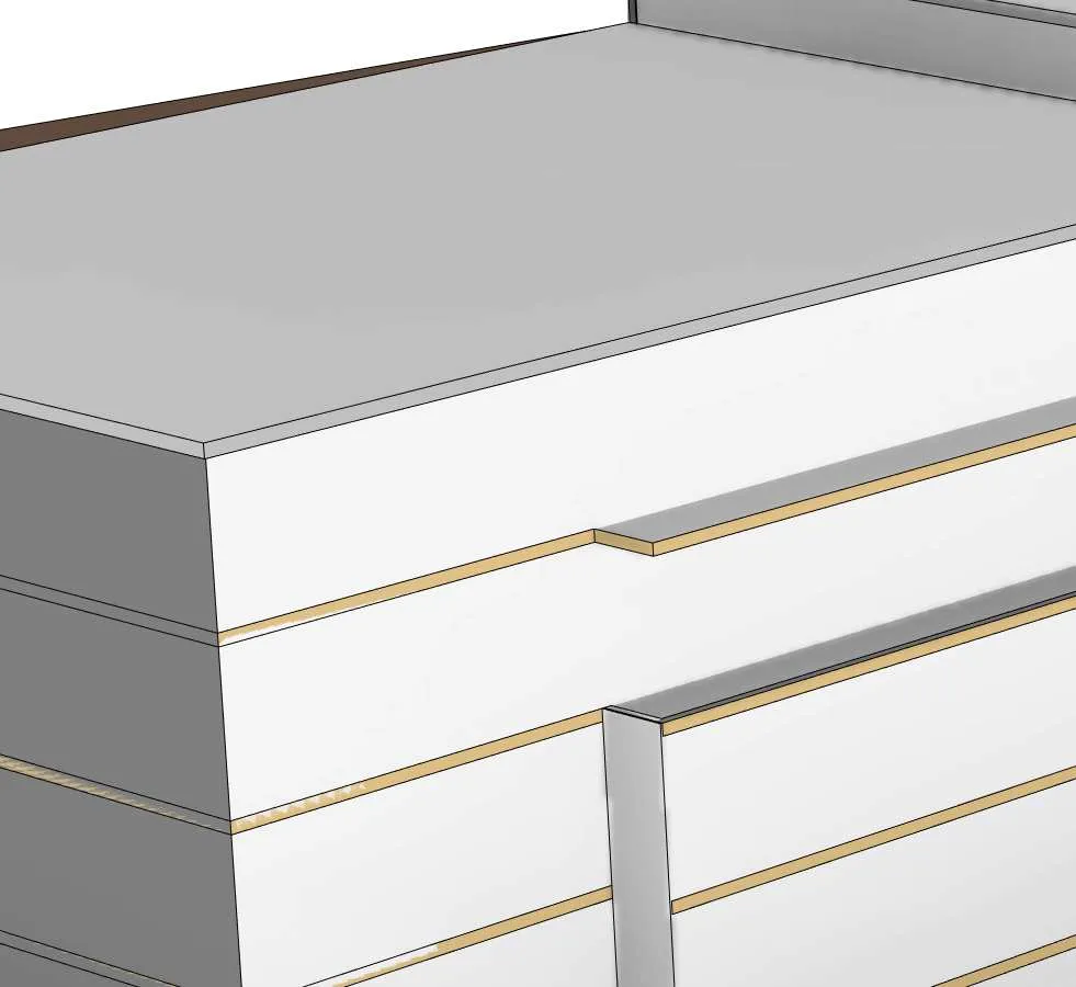 Rendering detail showing building façade wall paneling