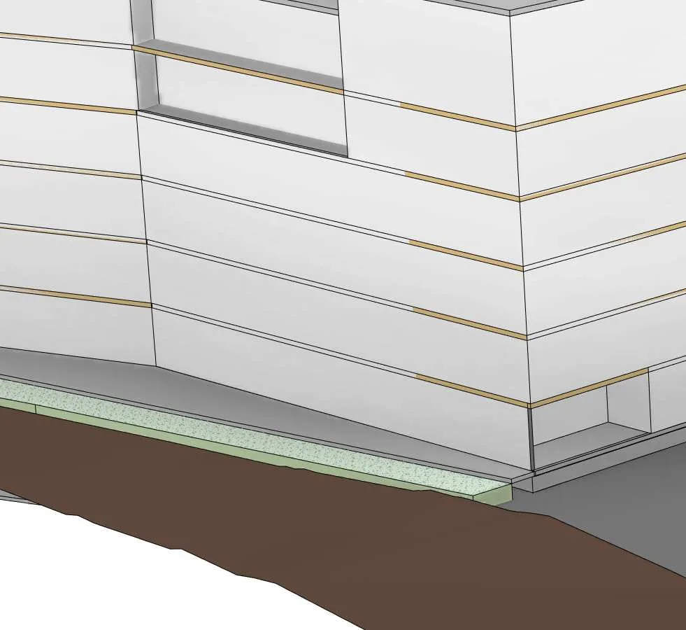 Rendering detail showing paved surface and landscape border