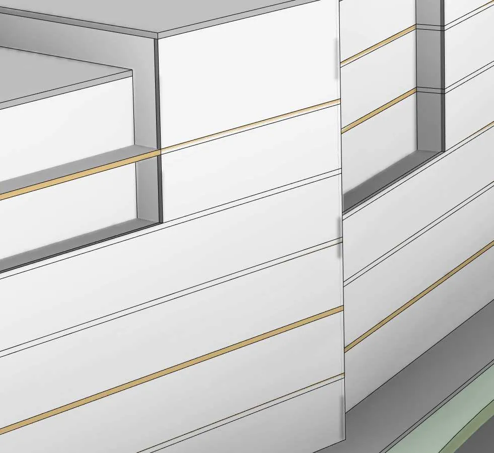 Rendering detail showing horizontal banding detail on façade