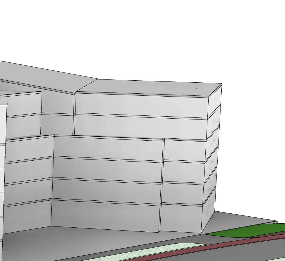 Rendering detail showing ground shadows on paved area