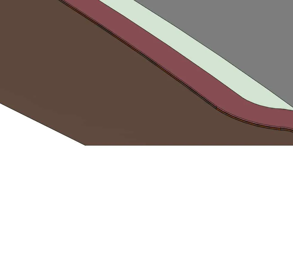 Rendering detail showing upper corner of a building unit façade