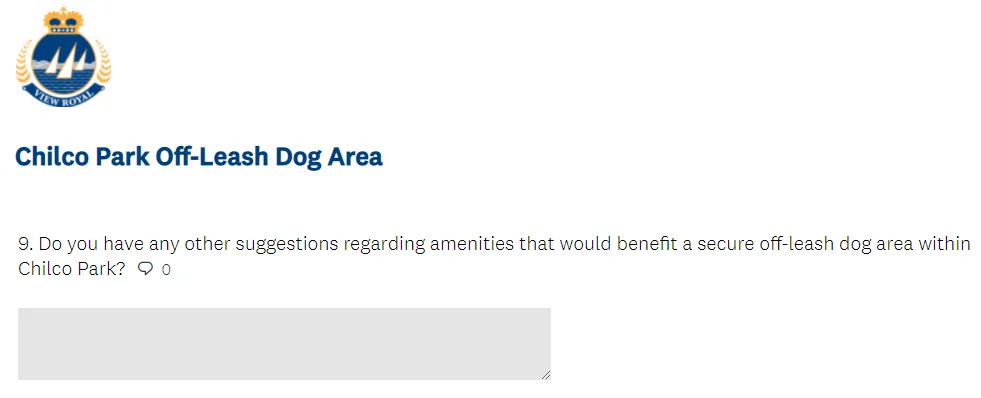Survey question 9 for other amenity suggestions