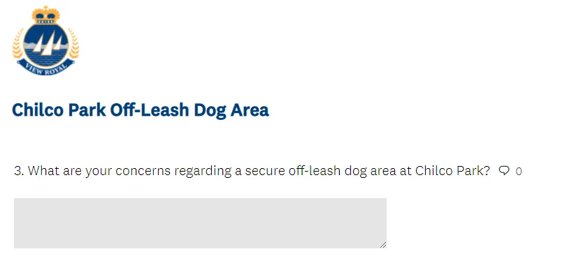 Survey question 3 asking for concerns regarding the off-leash area