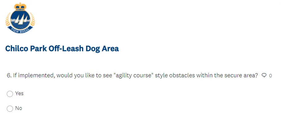 Survey question 6 regarding agility course obstacles