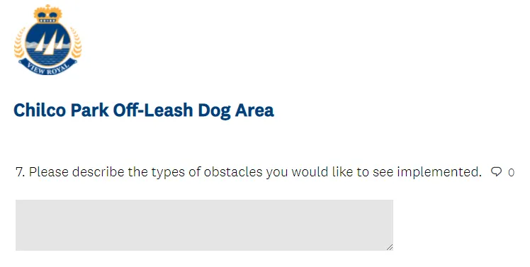Survey question 7 asking to describe preferred types of obstacles