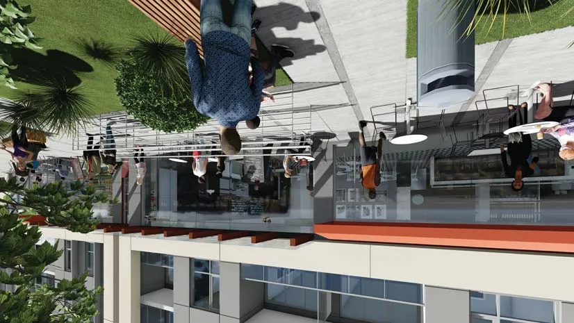 Rendering of the proposed building facade as seen from Helmcken Road