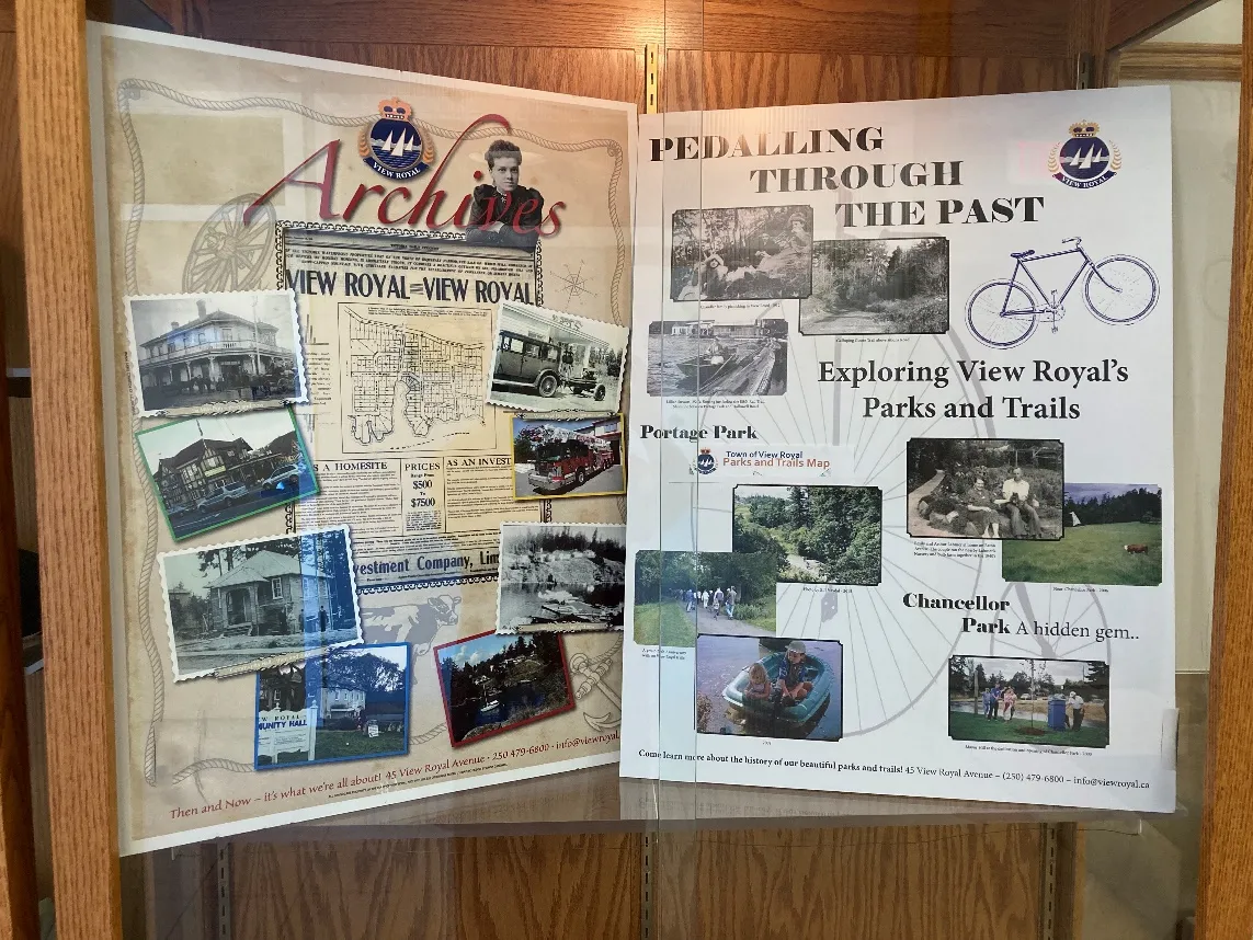 display boards in the Town Hall foyer