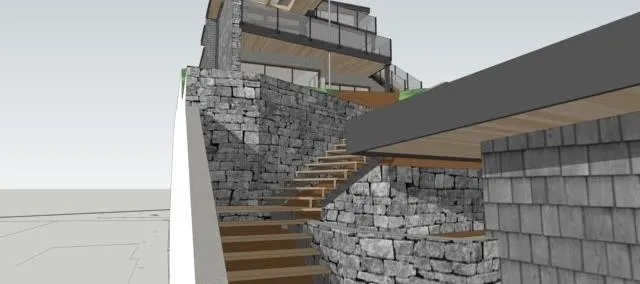 Fig 2 : 3d Rendering of retaining wall