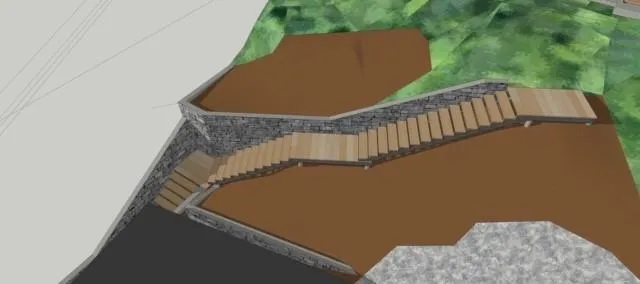 Fig 3 : 3d Rendering of retaining wall
