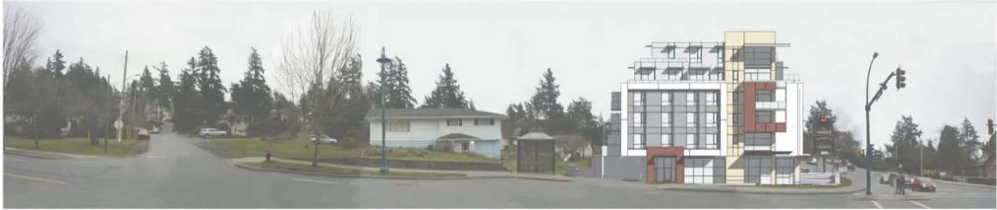 Close-up view of site plan survey data along Helmcken Road