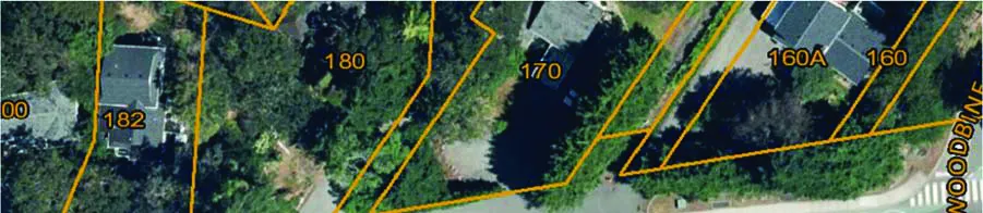 Aerial view top part for Figure 8 showing properties 182-160