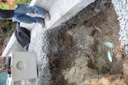 Installation of a new concrete drain catch basin at Thetis Cove Pump Station