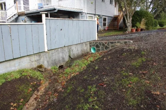 View of the headwall and drainage area at 515 Prince Robert Drive