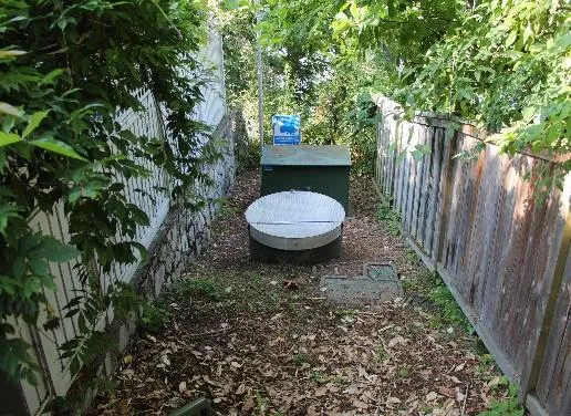 Overview of the newly installed aluminum wet well lid at the pump station