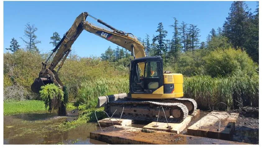 Excavator performing work at the Stoneridge Wetland Restoration Project site