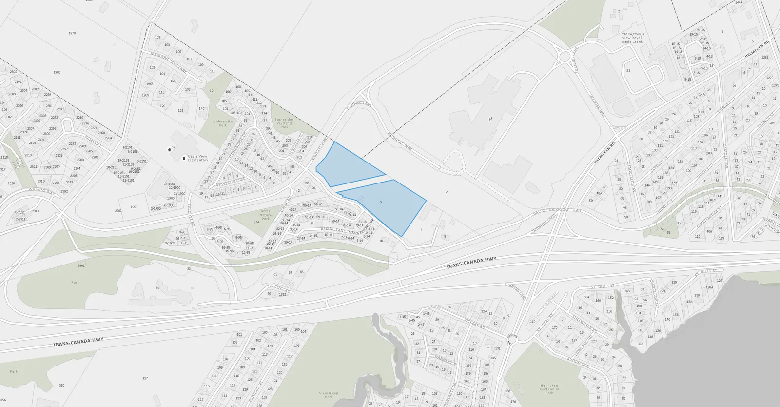 Map showing the location of 9 Erskine Lane and surrounding streets