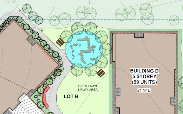 Detailed parking plan highlighting designated EV charging stalls