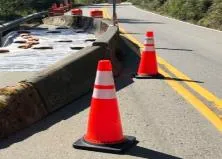 Photograph of traffic safety pylons during road construction