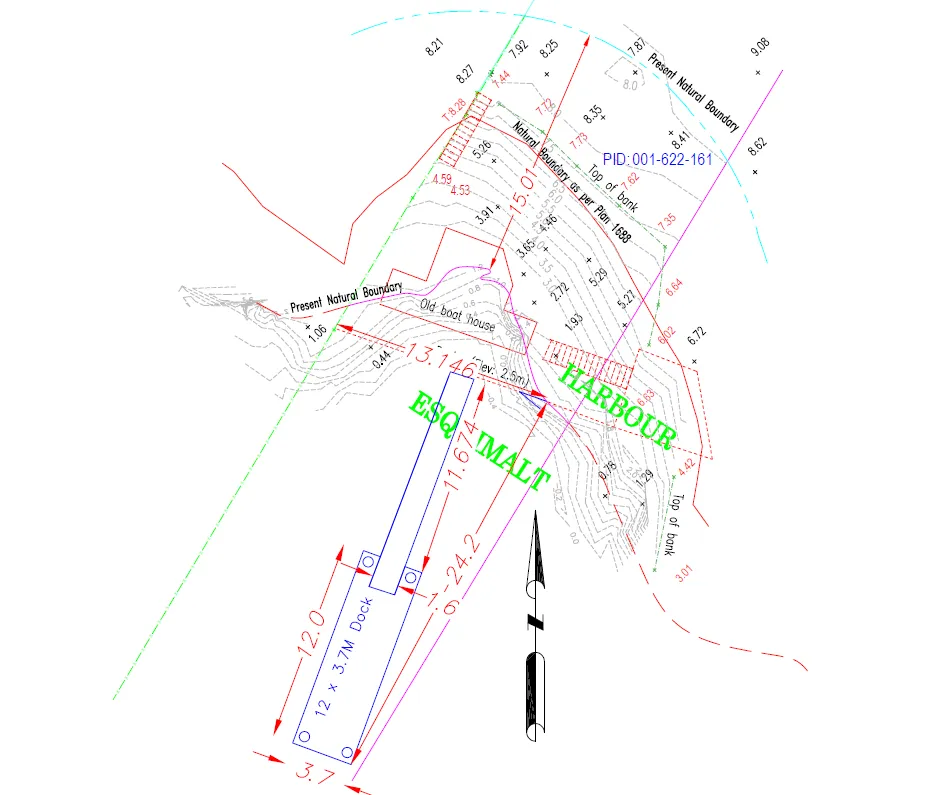 Site plan diagram showing Option A dock scenario