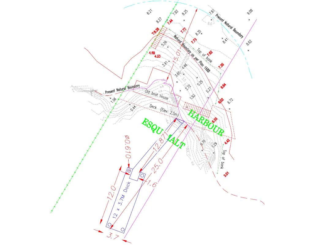 Site plan diagram showing Option B dock scenario