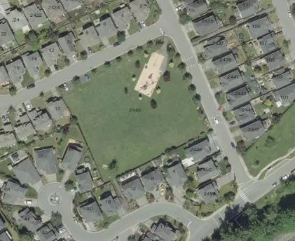 Aerial view of Chilco Park and surrounding residential area