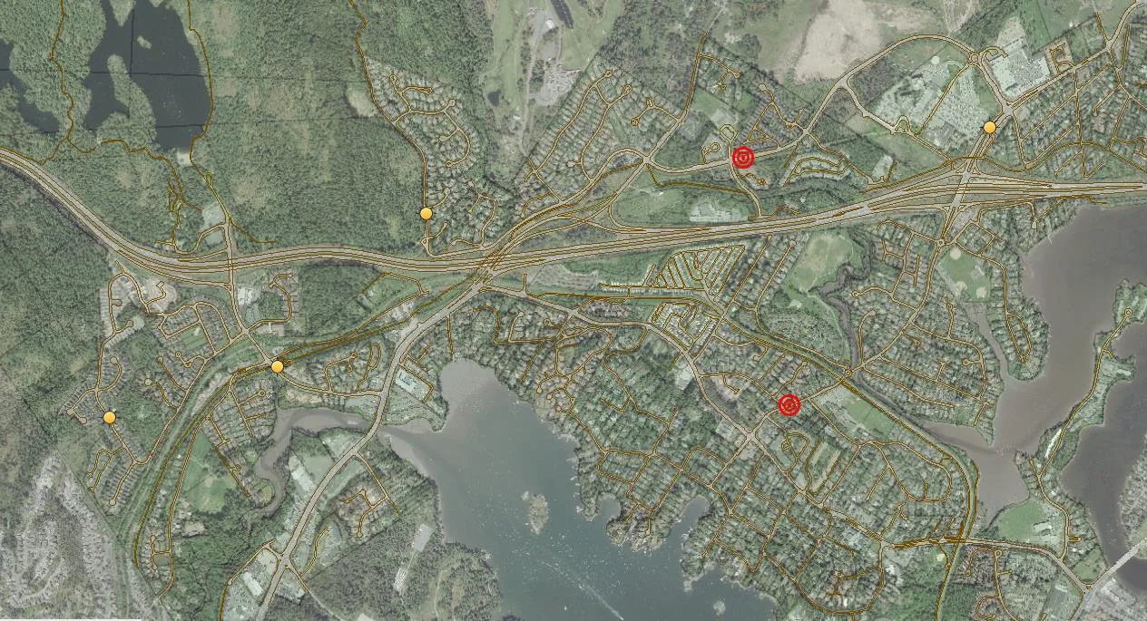 Aerial map showing the planned phase for the Island Highway Improvement Project