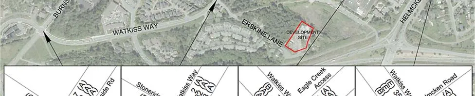 Top-right portion of aerial map for Figure 5 Post Development AM Peak Hour