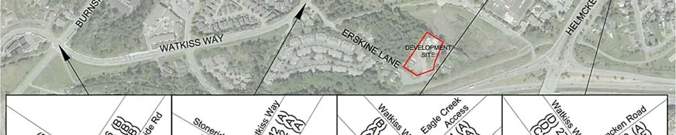Top-right portion of aerial map for Figure 9 Post Development AM Peak Hour