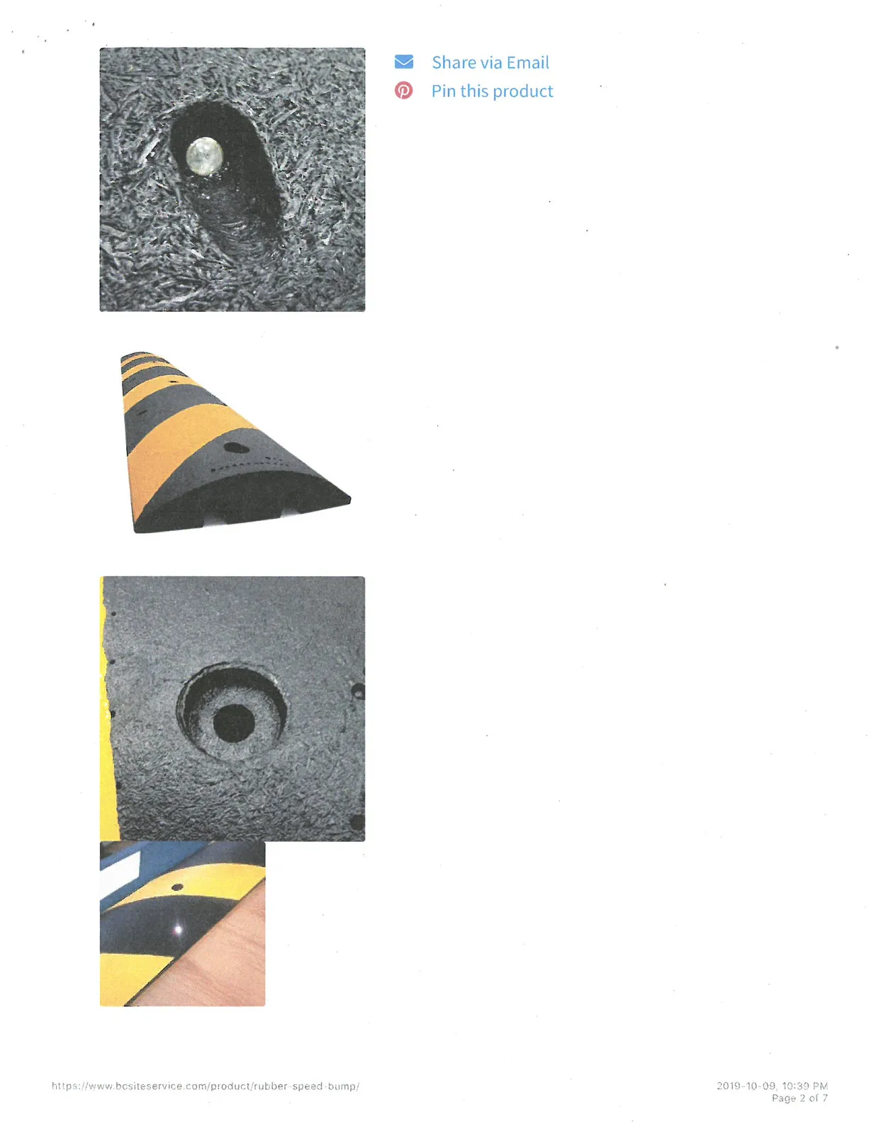 Close-up of a bolt inserted into a mounting hole in the rubber speed bump.
