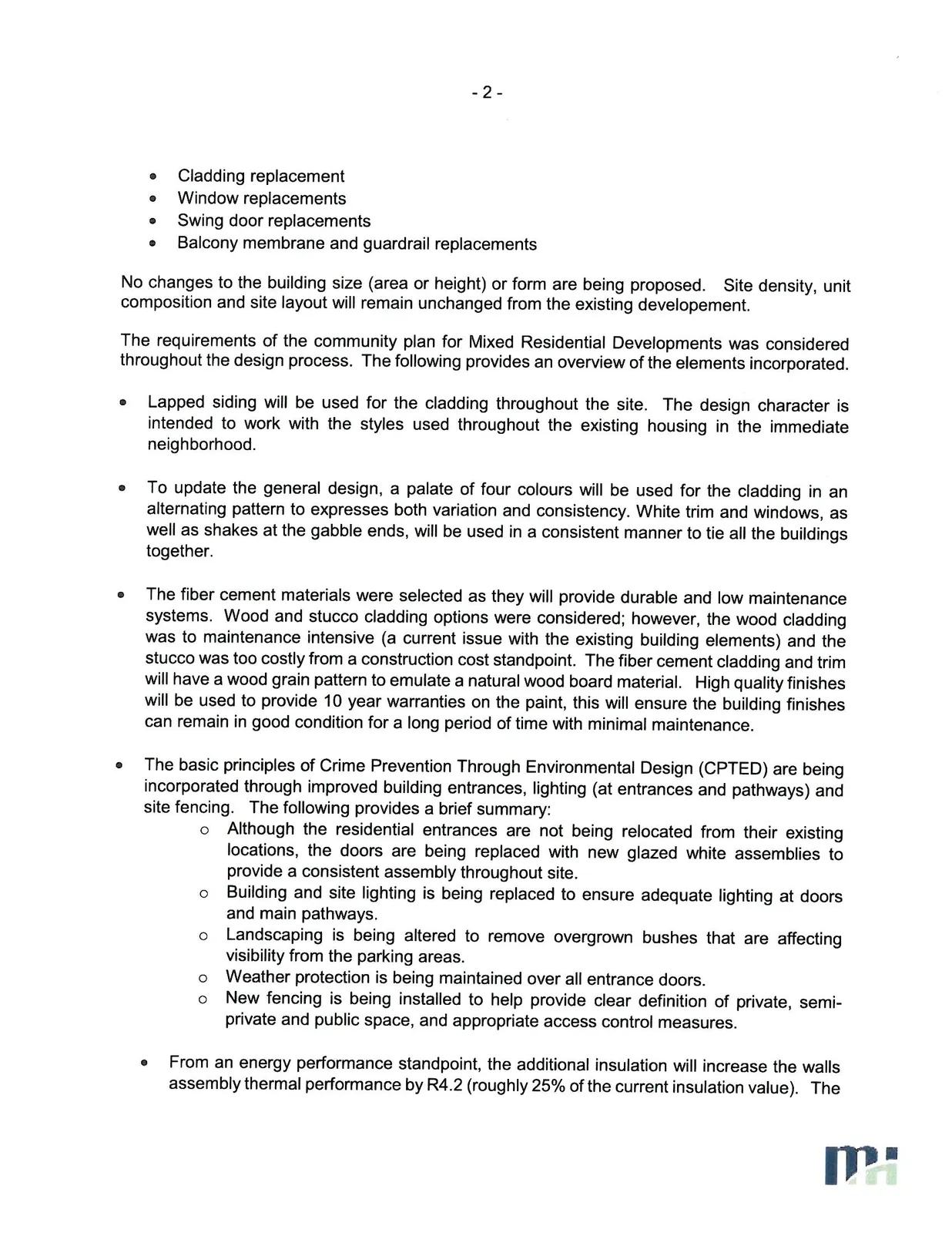 Page 2 of the Morrison Hershfield letter detailing proposed scope of work and design considerations.